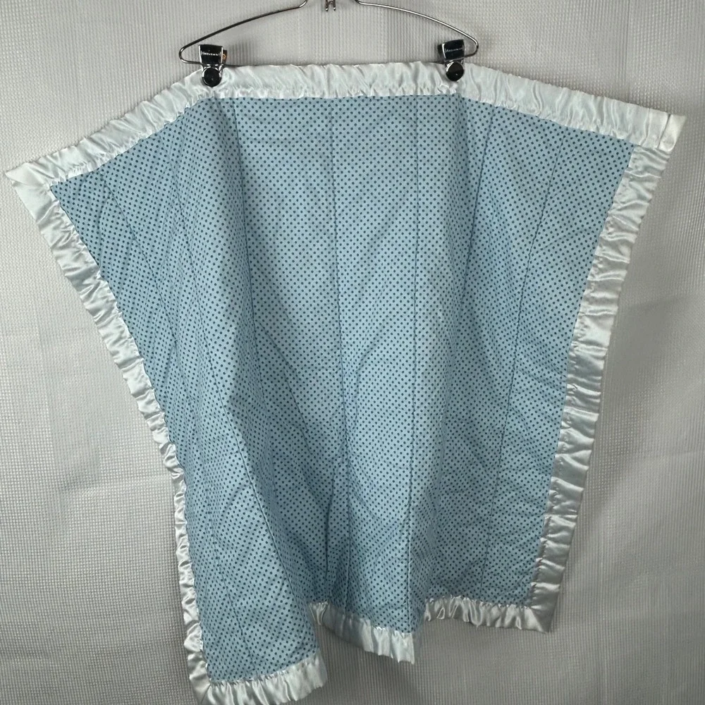 Handmade Western Baby Blanket Cowboy Horse Print Blue Polka Dot Satin Trim